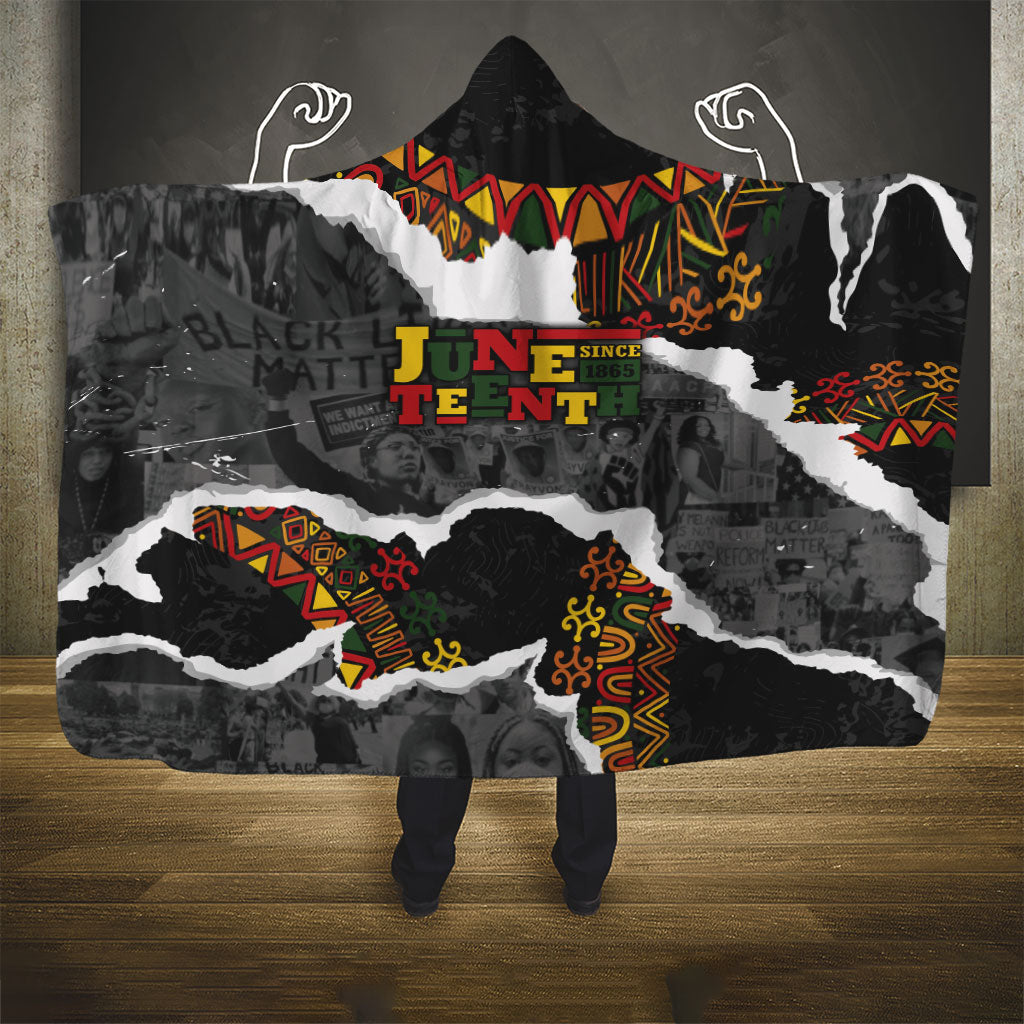 Juneteenth Freedom Day Grunge Ethnic Motif Hooded Blanket Black History