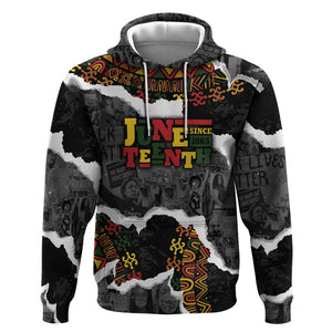 Juneteenth Freedom Day Personalized Grunge Ethnic Motif Hoodie Black History