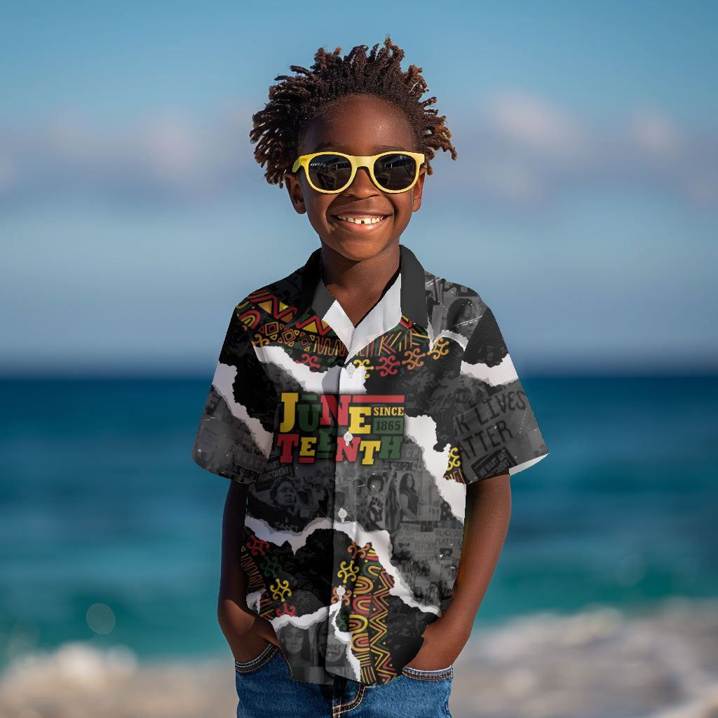 Juneteenth Freedom Day Personalized Grunge Ethnic Motif Kid Hawaiian Shirt Black History