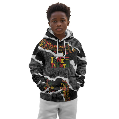 Juneteenth Freedom Day Personalized Grunge Ethnic Motif Kid Hoodie Black History