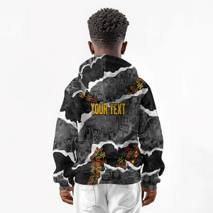 Juneteenth Freedom Day Personalized Grunge Ethnic Motif Kid Hoodie Black History