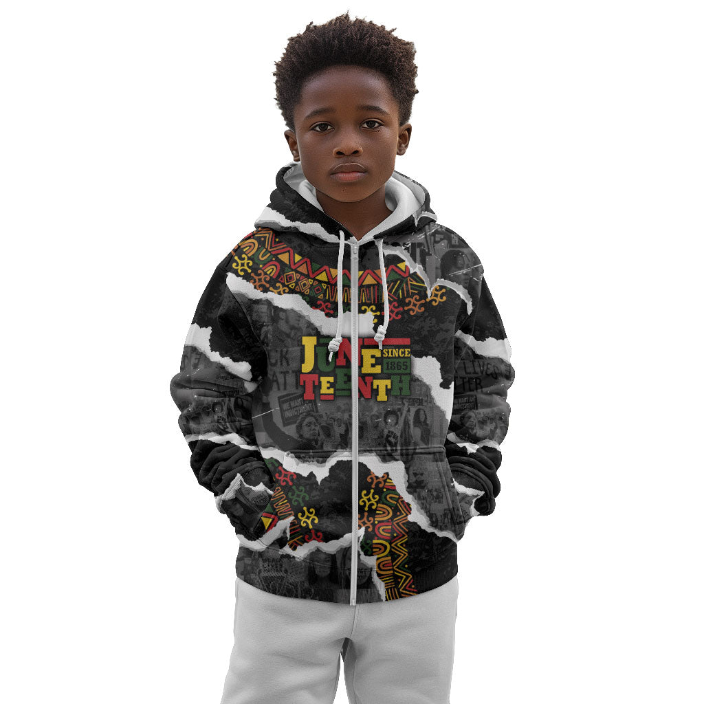 Juneteenth Freedom Day Personalized Grunge Ethnic Motif Kid Hoodie Black History