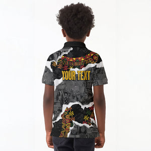 Juneteenth Freedom Day Personalized Grunge Ethnic Motif Kid Polo Shirt Black History
