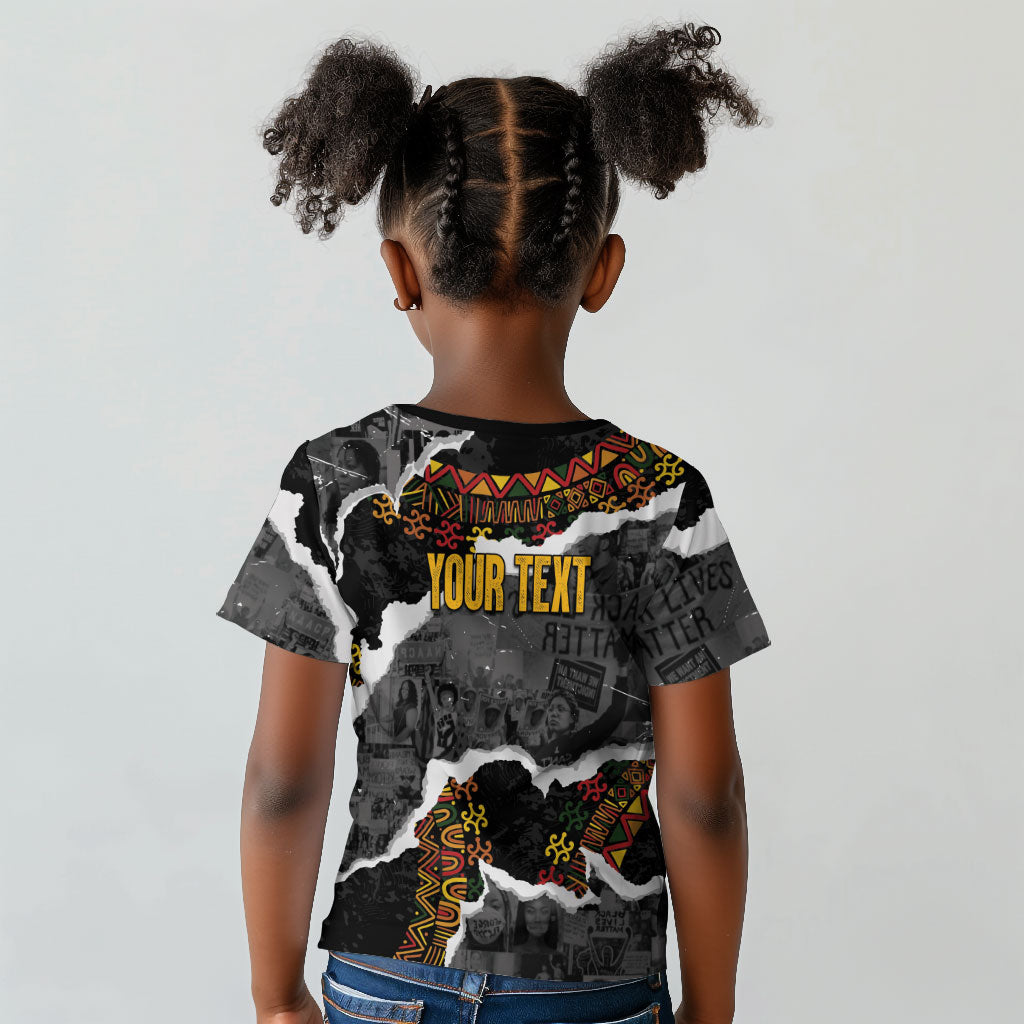 Juneteenth Freedom Day Personalized Grunge Ethnic Motif Kid T shirt Black History