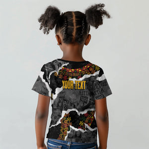 Juneteenth Freedom Day Personalized Grunge Ethnic Motif Kid T shirt Black History