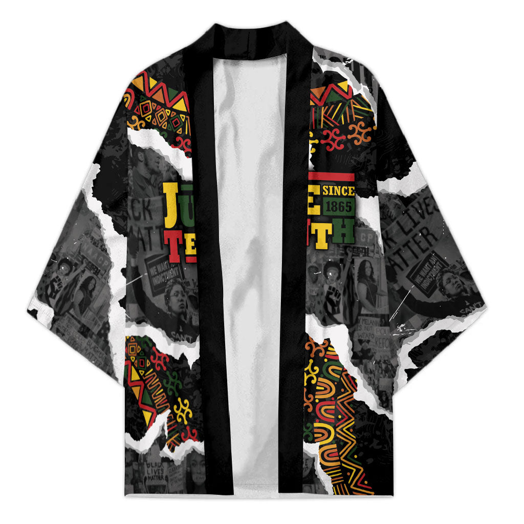 Juneteenth Freedom Day Personalized Grunge Ethnic Motif Kimono Black History