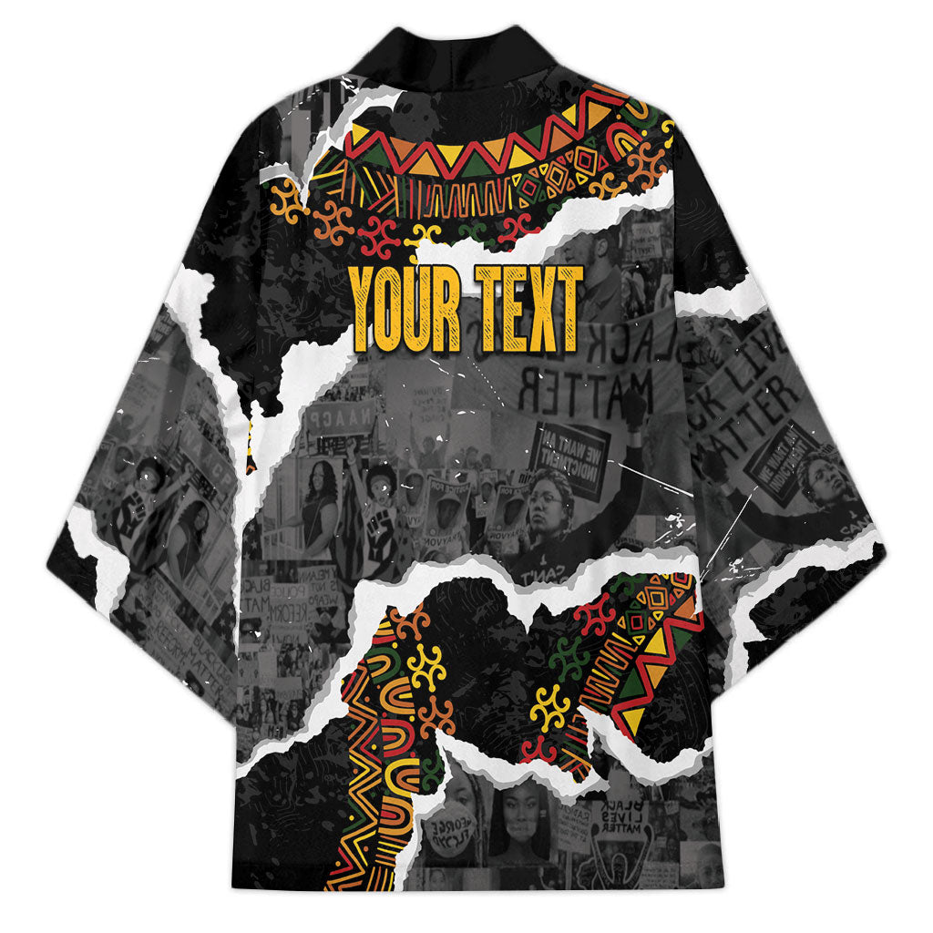 Juneteenth Freedom Day Personalized Grunge Ethnic Motif Kimono Black History