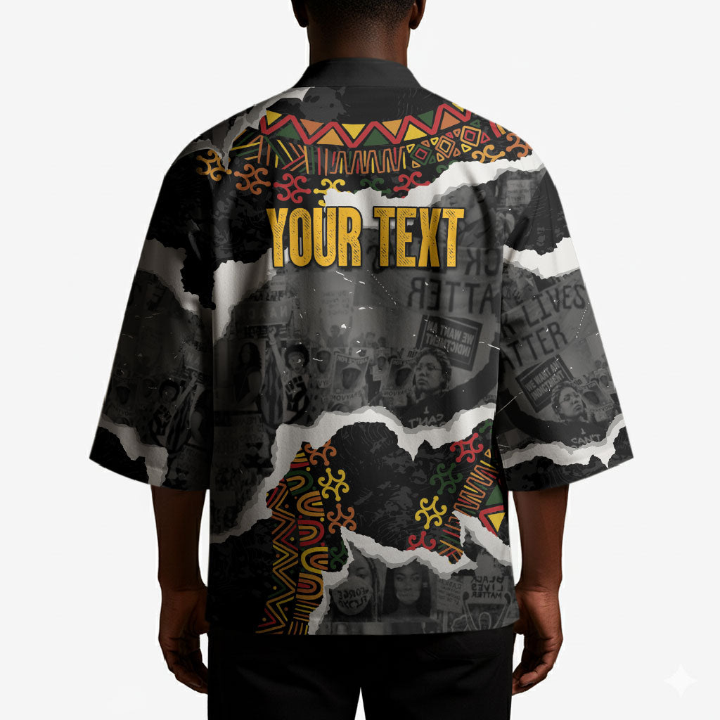 Juneteenth Freedom Day Personalized Grunge Ethnic Motif Kimono Black History