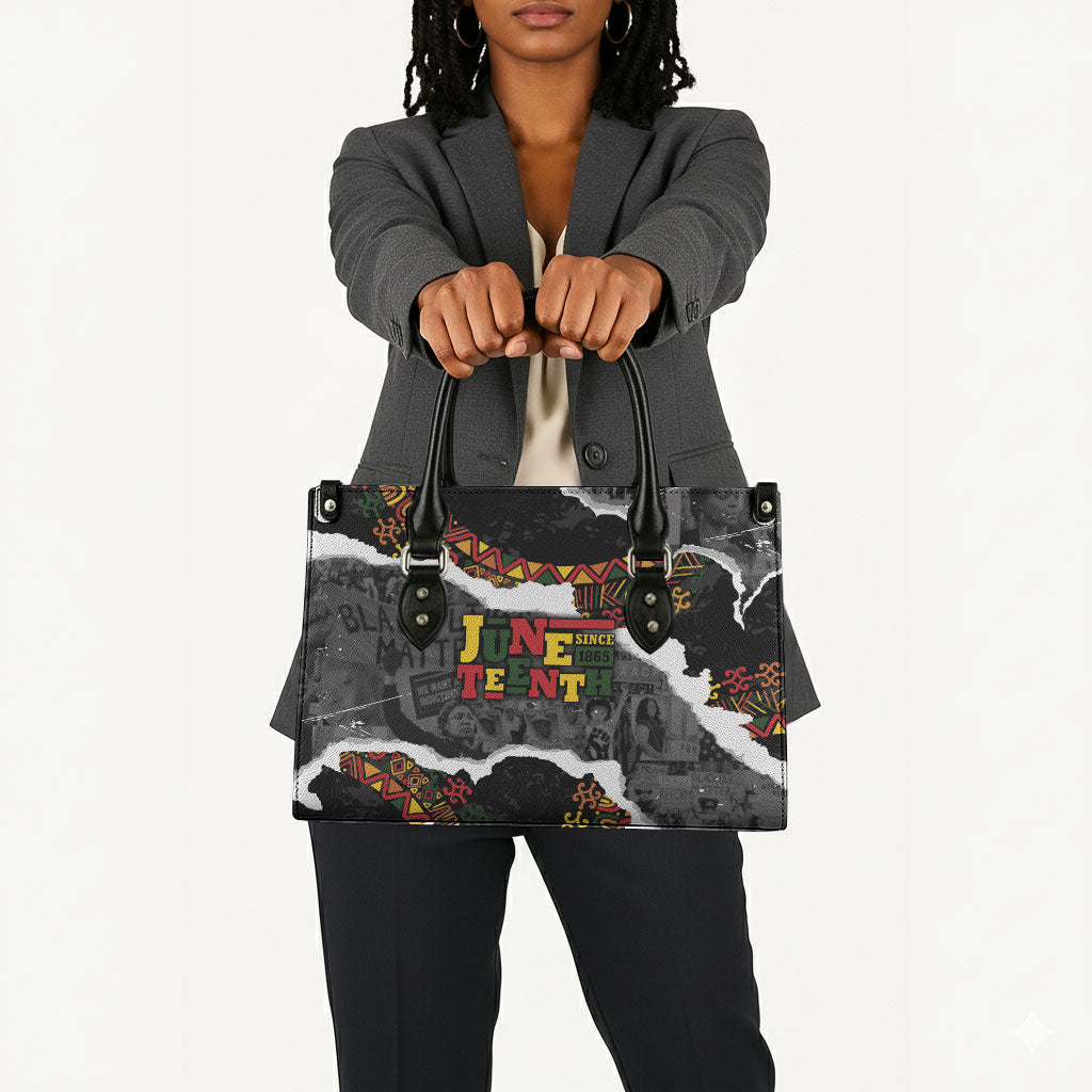 Juneteenth Freedom Day Grunge Ethnic Motif Leather Bag Black History