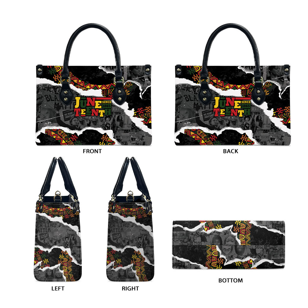 Juneteenth Freedom Day Grunge Ethnic Motif Leather Bag Black History