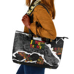 Juneteenth Freedom Day Grunge Ethnic Motif Leather Tote Bag Black History