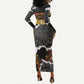 Juneteenth Freedom Day Personalized Grunge Ethnic Motif Long Sleeve Bodycon Dress Black History
