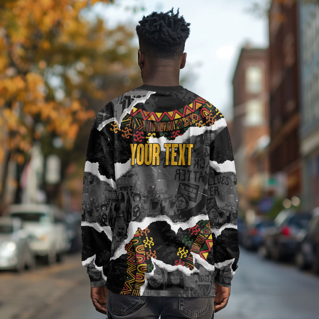 Juneteenth Freedom Day Personalized Grunge Ethnic Motif Long Sleeve Shirt Black History