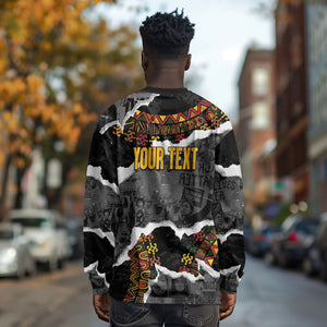 Juneteenth Freedom Day Personalized Grunge Ethnic Motif Long Sleeve Shirt Black History