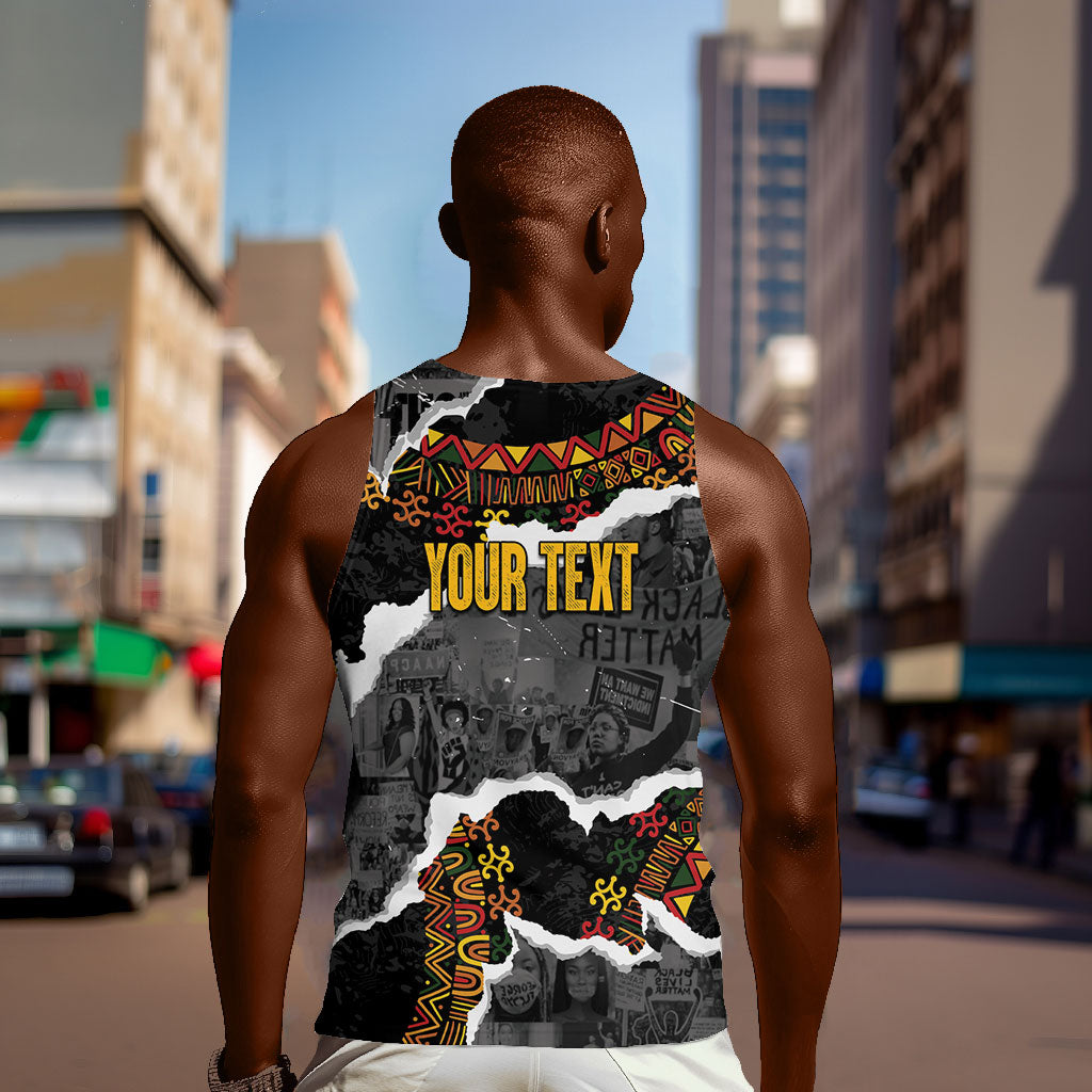Juneteenth Freedom Day Personalized Grunge Ethnic Motif Men Tank Top Black History