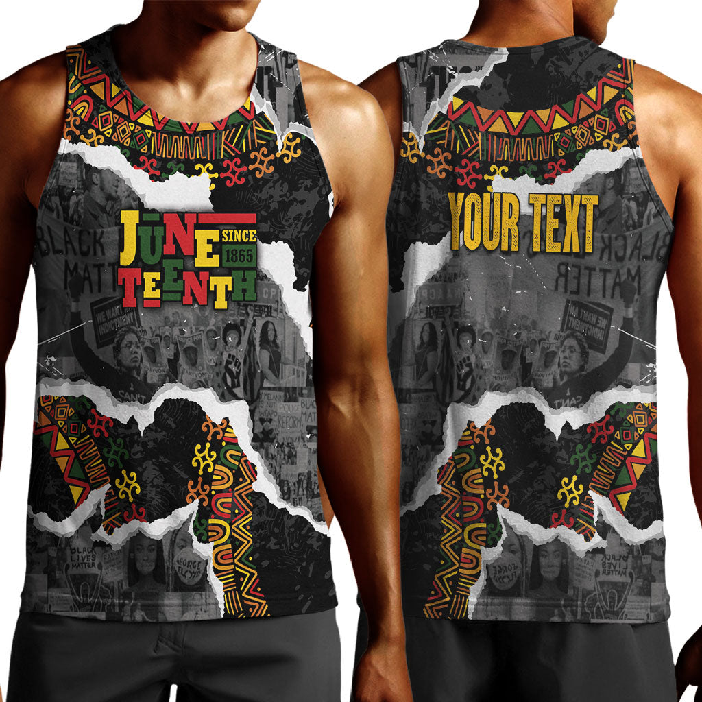 Juneteenth Freedom Day Personalized Grunge Ethnic Motif Men Tank Top Black History