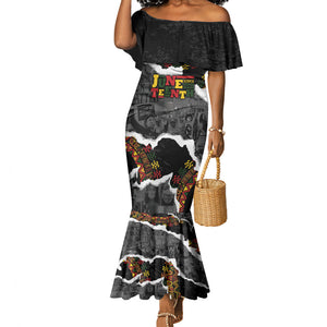 Juneteenth Freedom Day Personalized Grunge Ethnic Motif Mermaid Dress Black History