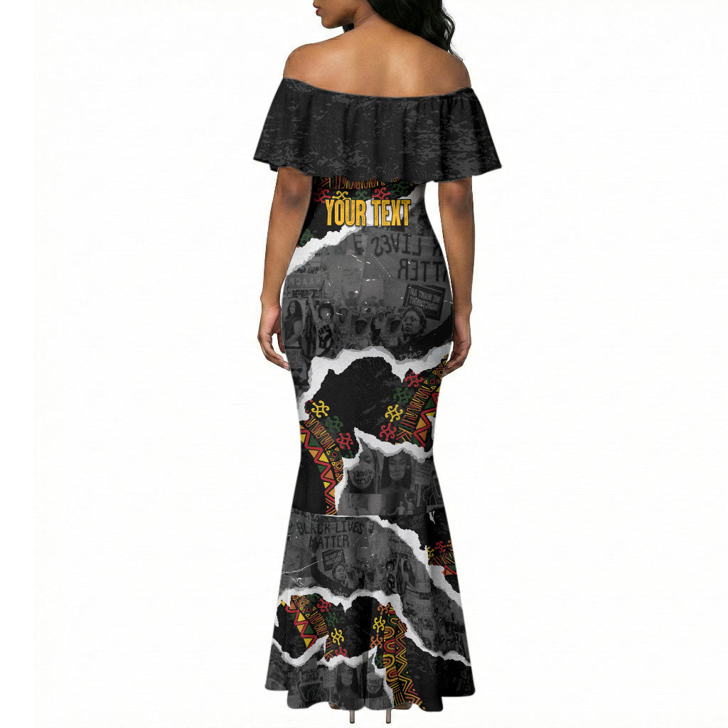 Juneteenth Freedom Day Personalized Grunge Ethnic Motif Mermaid Dress Black History