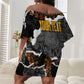 Juneteenth Freedom Day Personalized Grunge Ethnic Motif Off Shoulder Short Dress Black History