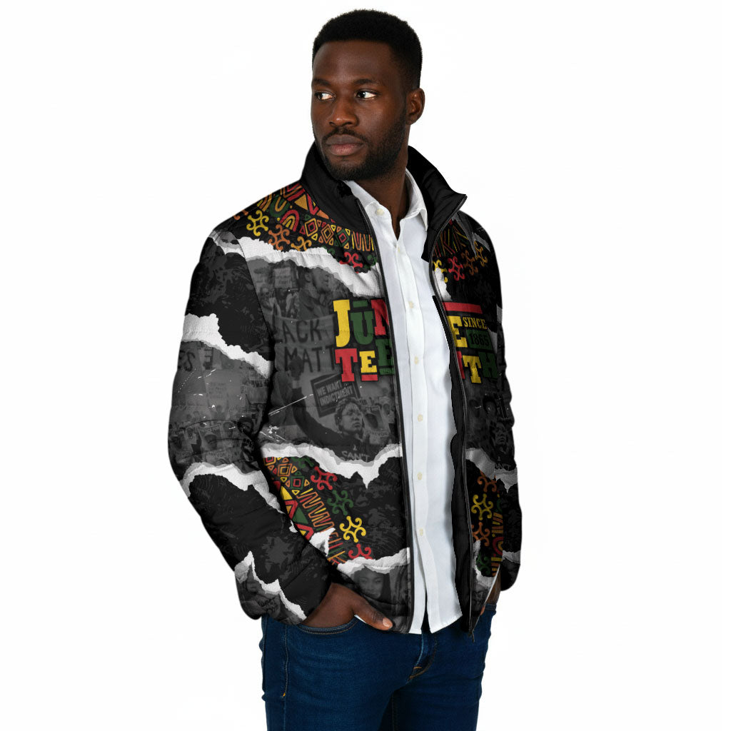 Juneteenth Freedom Day Personalized Grunge Ethnic Motif Padded Jacket Black History