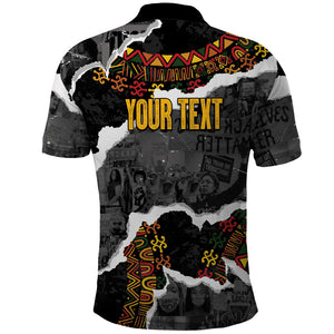 Juneteenth Freedom Day Personalized Grunge Ethnic Motif Polo Shirt Black History