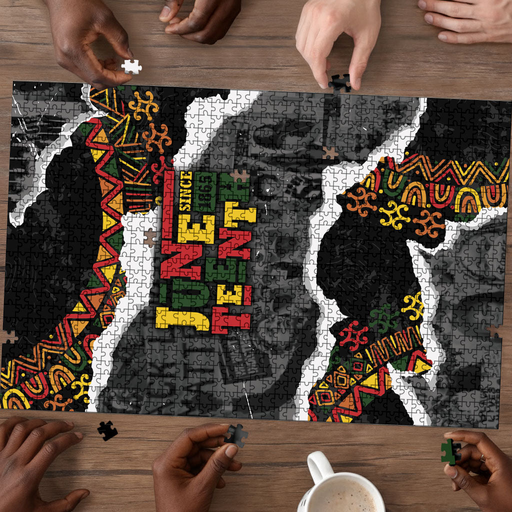Juneteenth Freedom Day Grunge Ethnic Motif Puzzle Black History