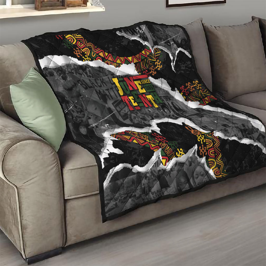 Juneteenth Freedom Day Grunge Ethnic Motif Quilt Black History