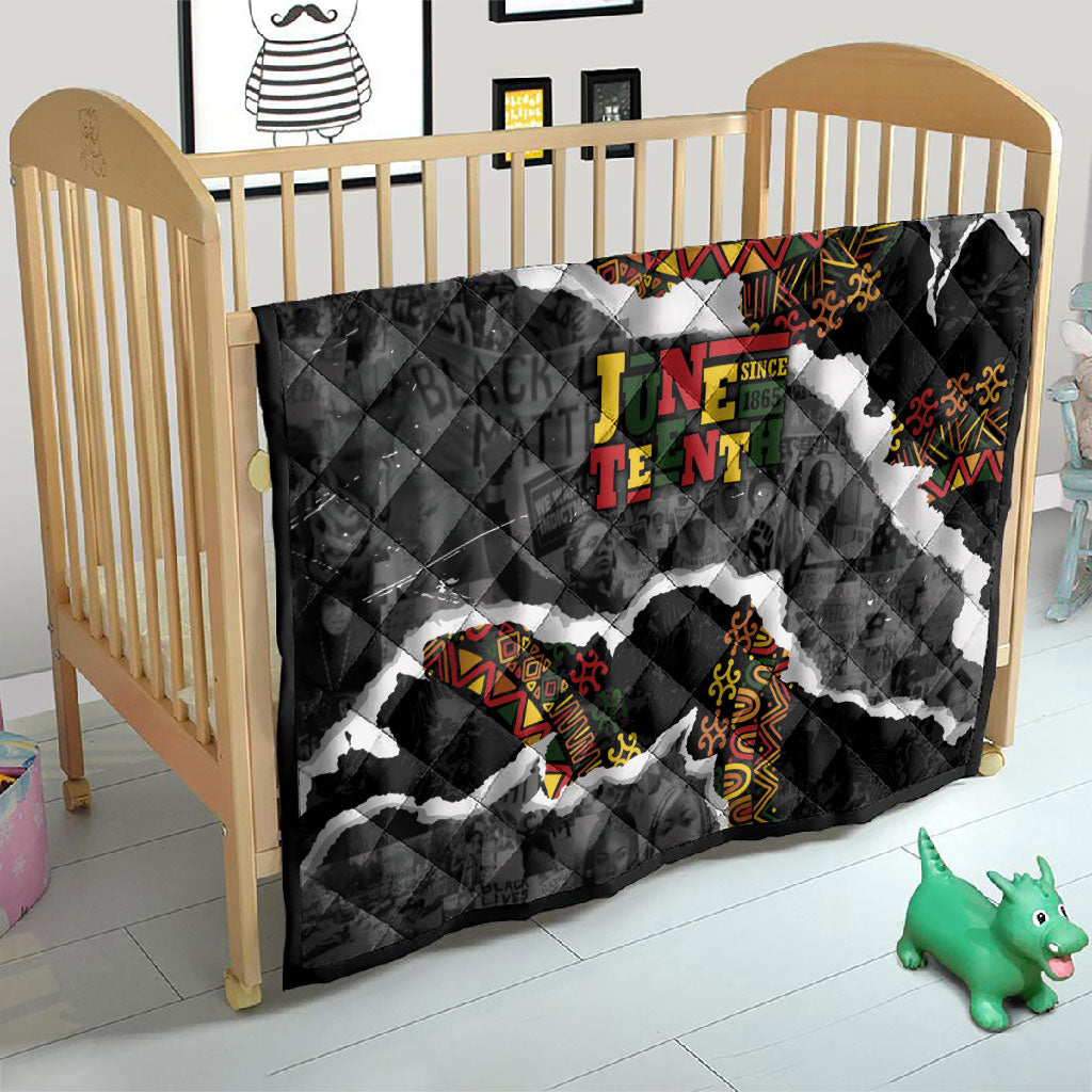 Juneteenth Freedom Day Grunge Ethnic Motif Quilt Black History