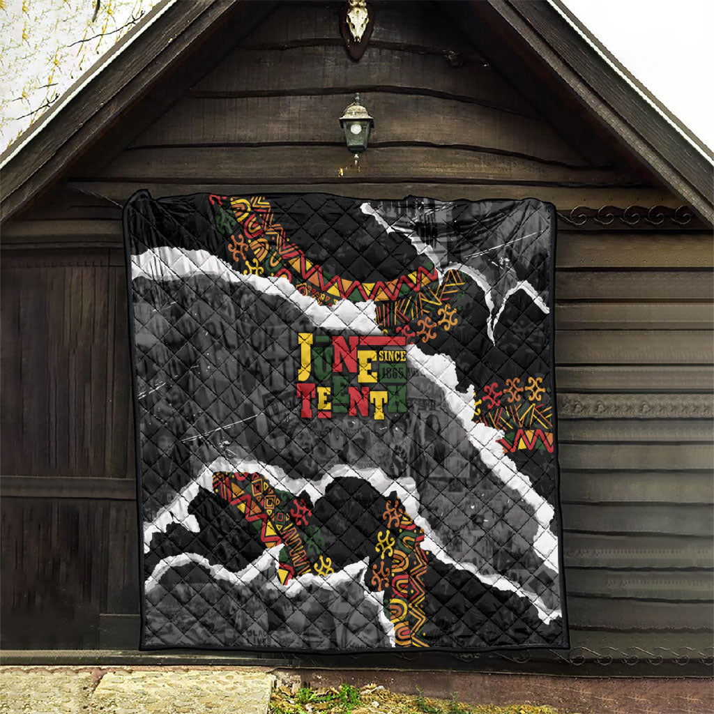 Juneteenth Freedom Day Grunge Ethnic Motif Quilt Black History