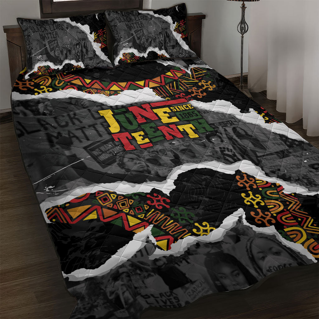 Juneteenth Freedom Day Grunge Ethnic Motif Quilt Bed Set Black History
