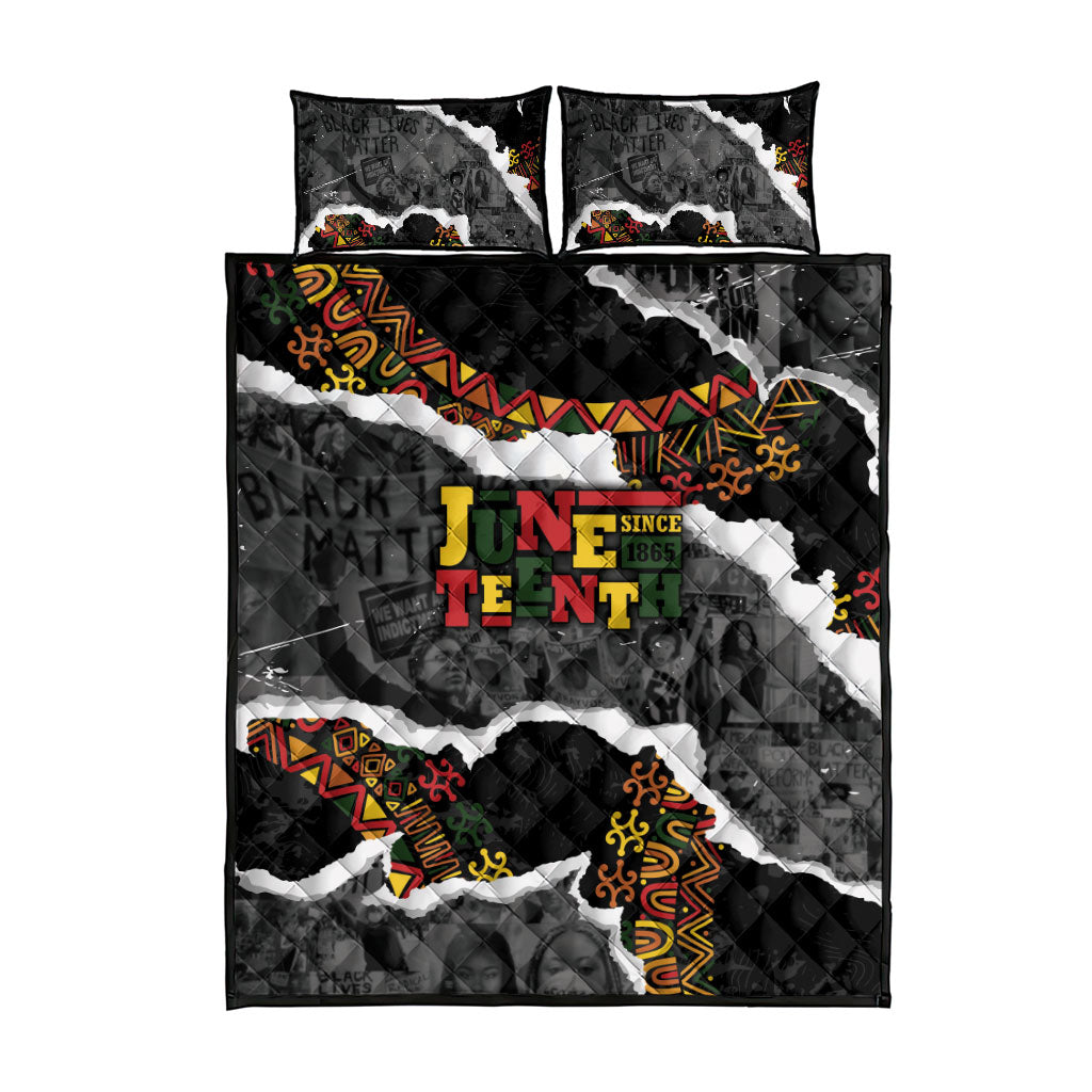 Juneteenth Freedom Day Grunge Ethnic Motif Quilt Bed Set Black History