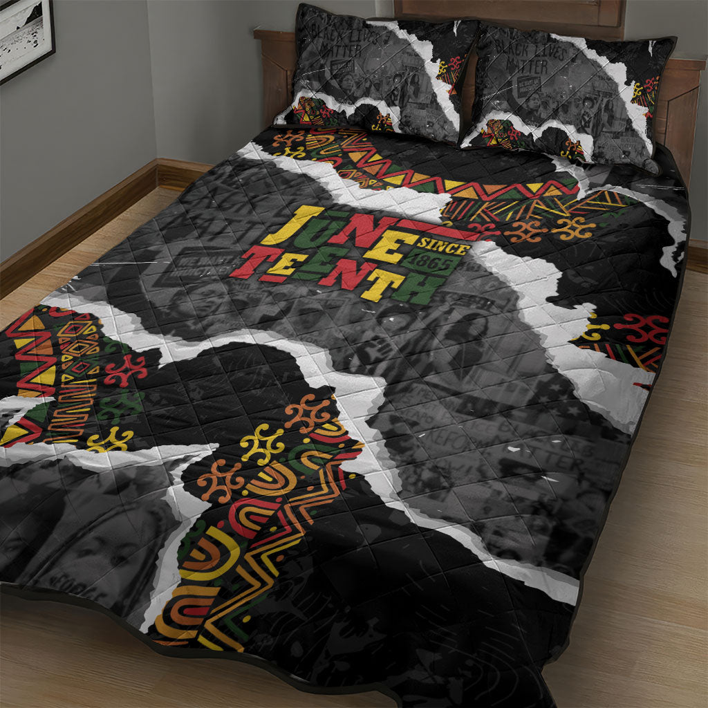 Juneteenth Freedom Day Grunge Ethnic Motif Quilt Bed Set Black History