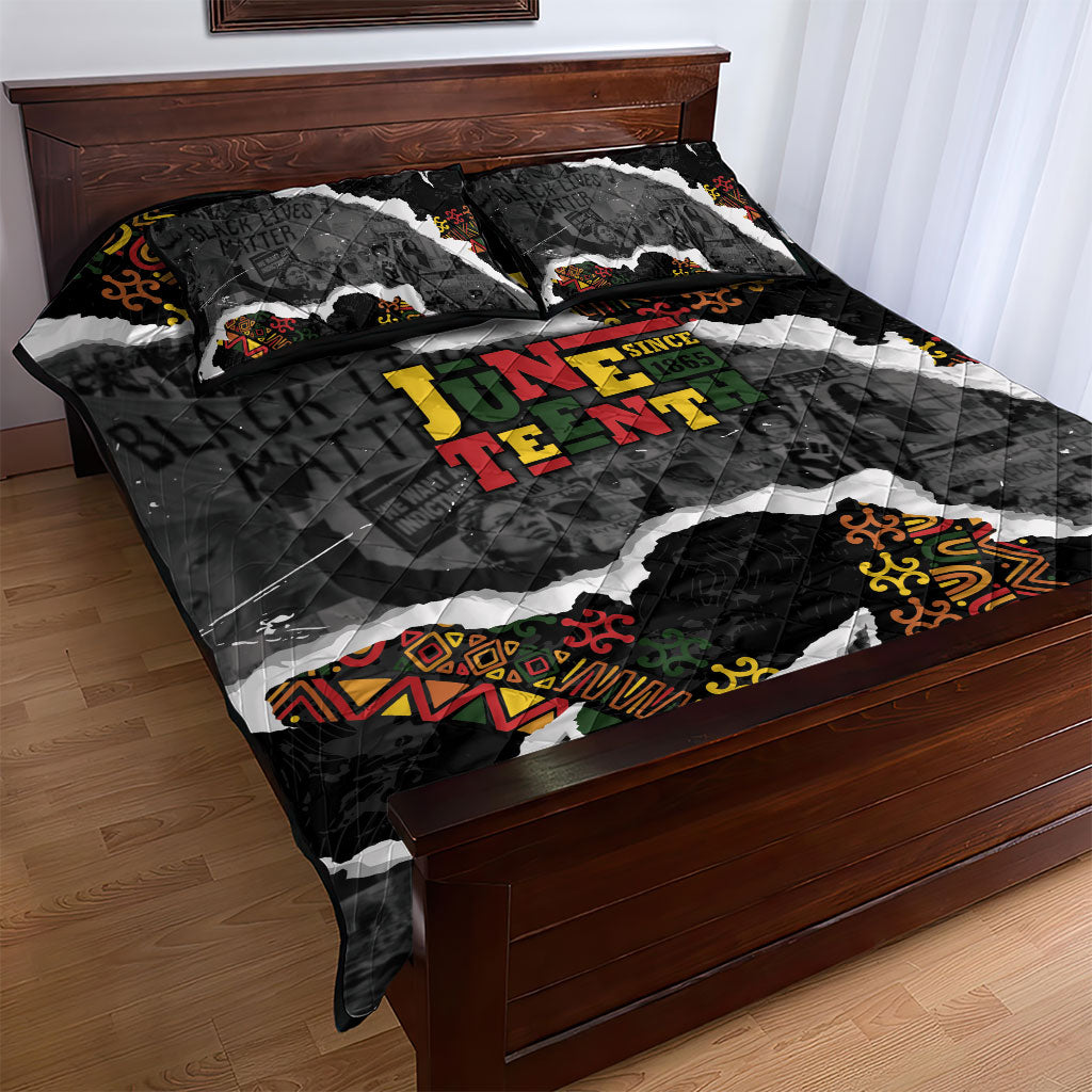 Juneteenth Freedom Day Grunge Ethnic Motif Quilt Bed Set Black History