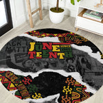 Juneteenth Freedom Day Grunge Ethnic Motif Round Carpet Black History