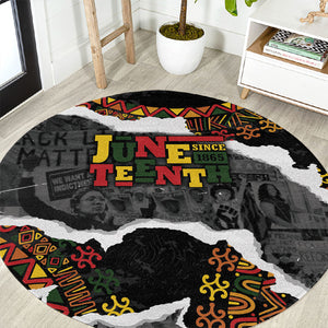Juneteenth Freedom Day Grunge Ethnic Motif Round Carpet Black History
