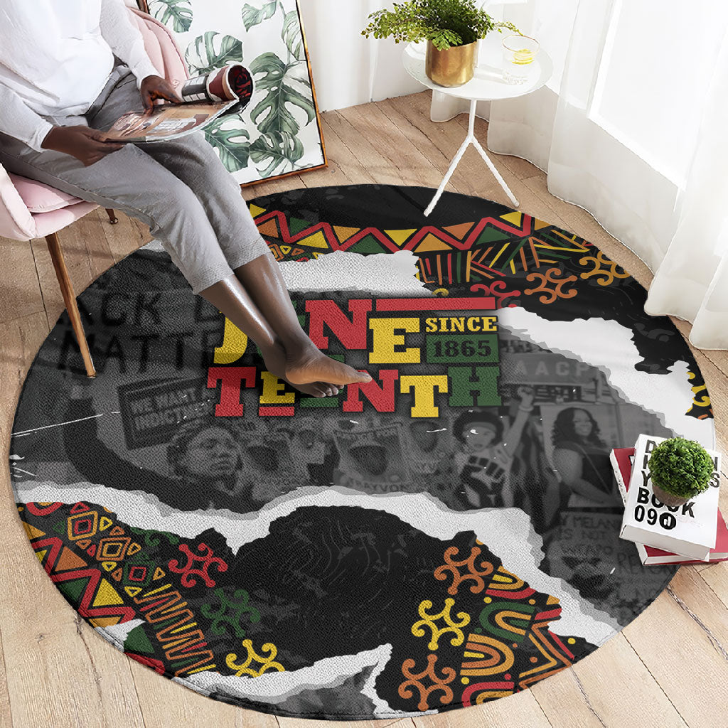 Juneteenth Freedom Day Grunge Ethnic Motif Round Carpet Black History