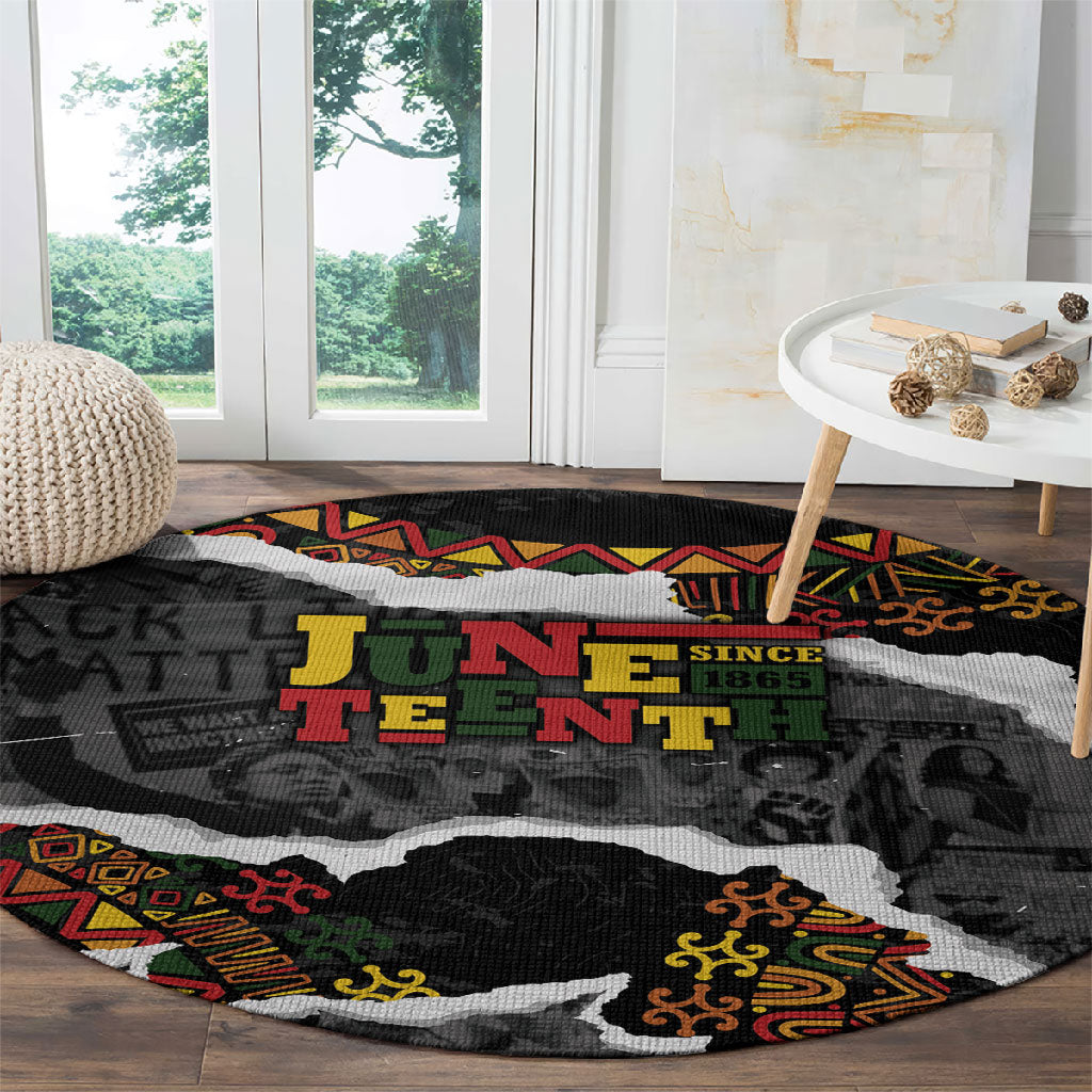 Juneteenth Freedom Day Grunge Ethnic Motif Round Carpet Black History