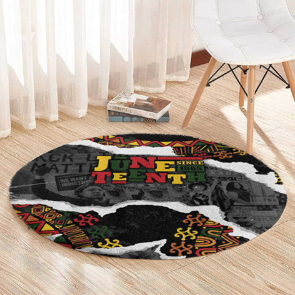 Juneteenth Freedom Day Grunge Ethnic Motif Round Carpet Black History