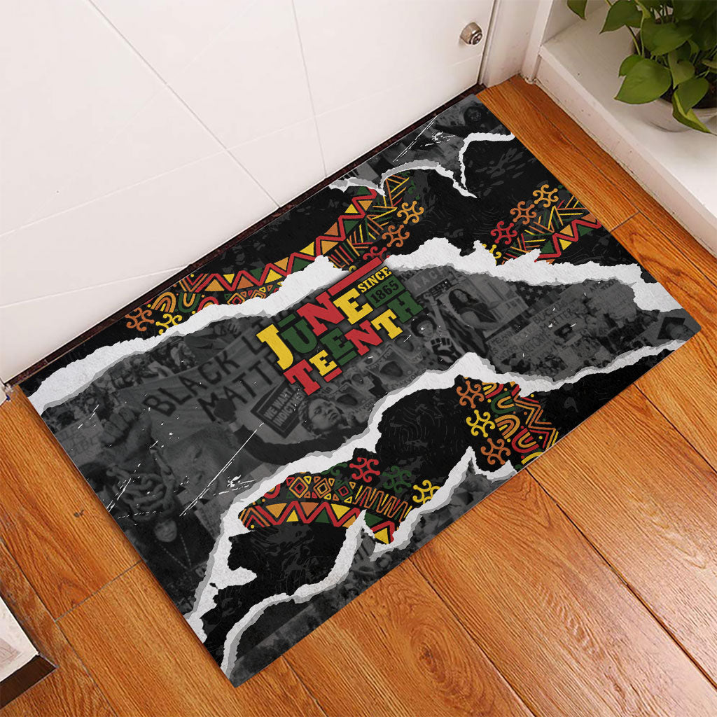 Juneteenth Freedom Day Grunge Ethnic Motif Rubber Doormat Black History