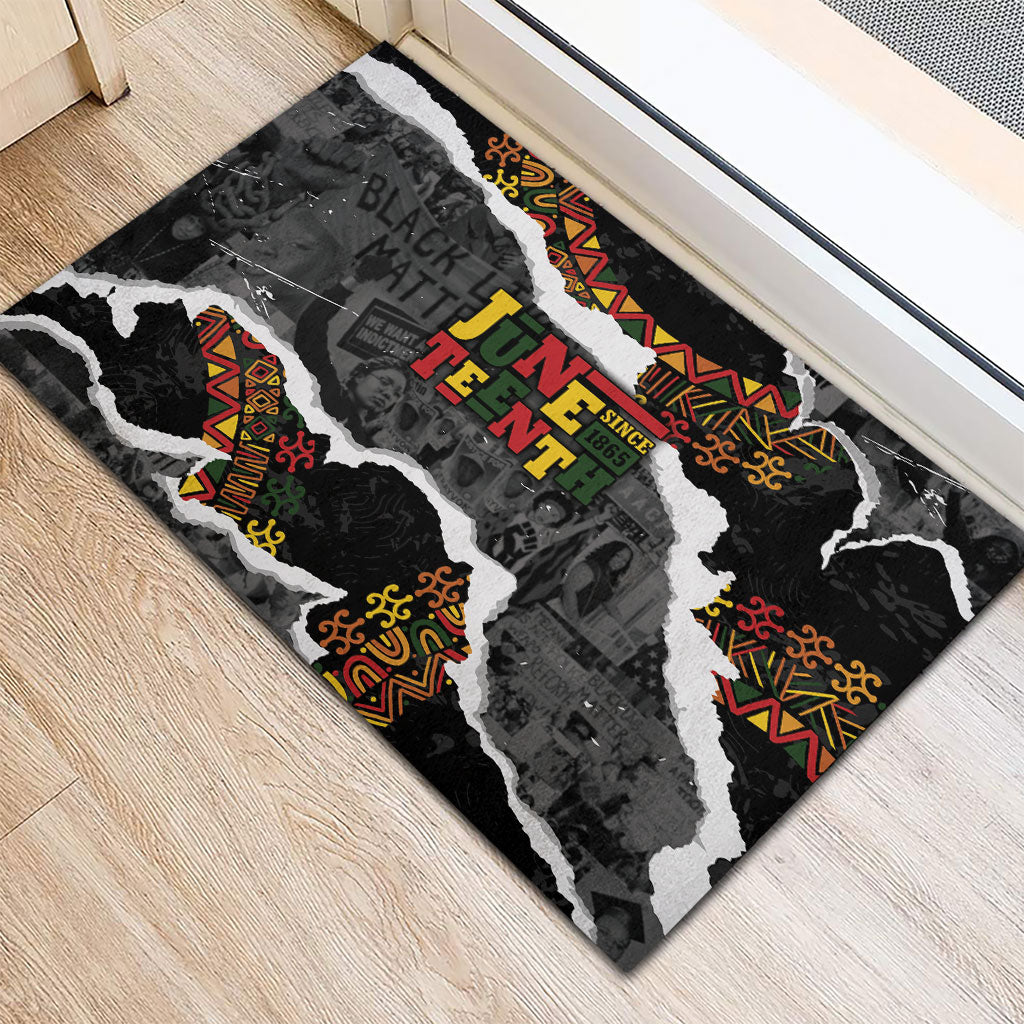 Juneteenth Freedom Day Grunge Ethnic Motif Rubber Doormat Black History