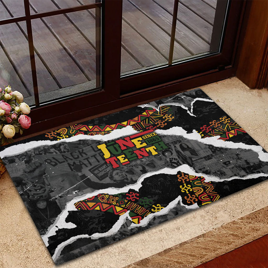 Juneteenth Freedom Day Grunge Ethnic Motif Rubber Doormat Black History