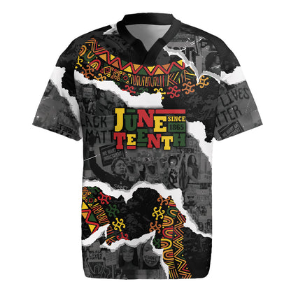 Juneteenth Freedom Day Personalized Grunge Ethnic Motif Rugby Jersey Black History