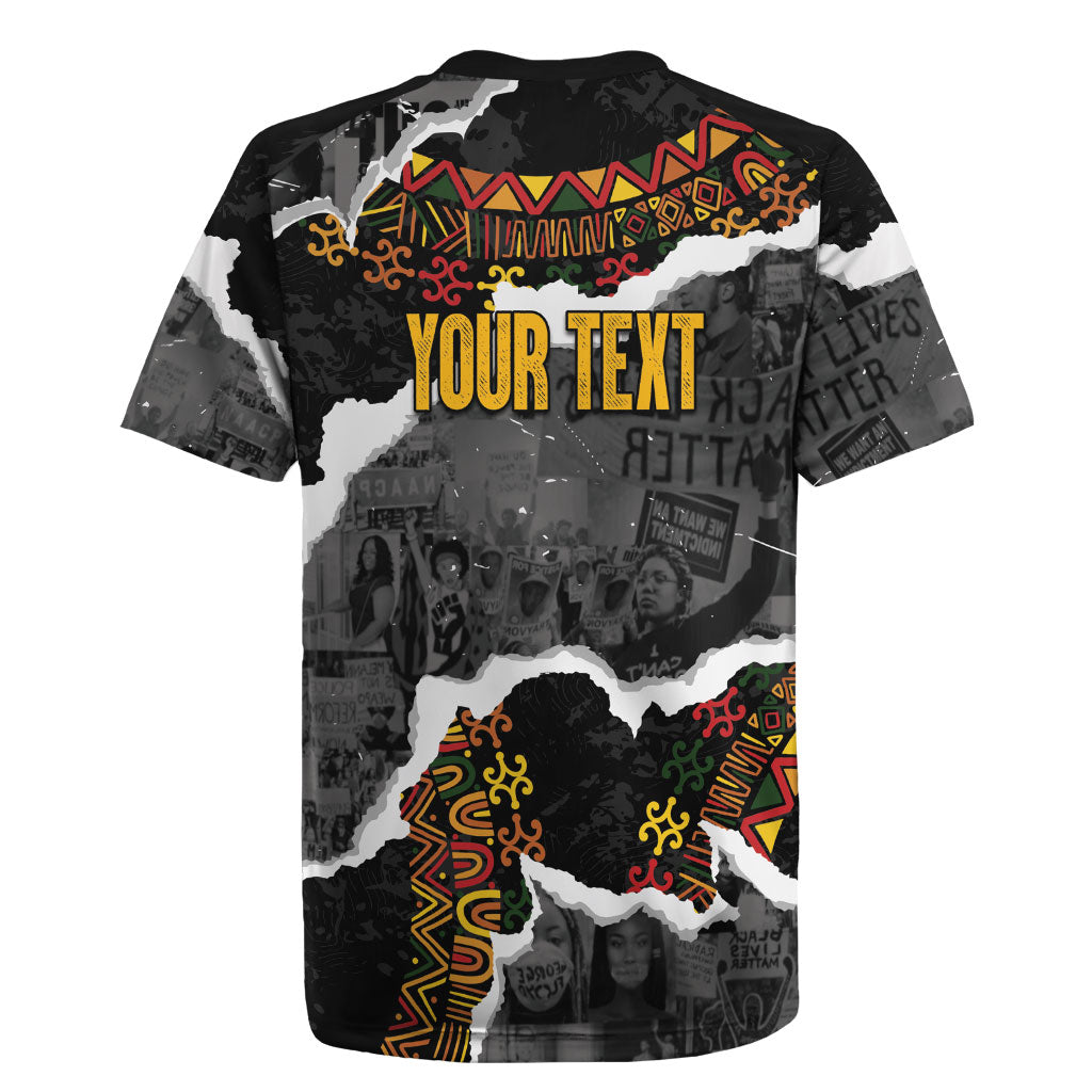 Juneteenth Freedom Day Personalized Grunge Ethnic Motif Rugby Jersey Black History
