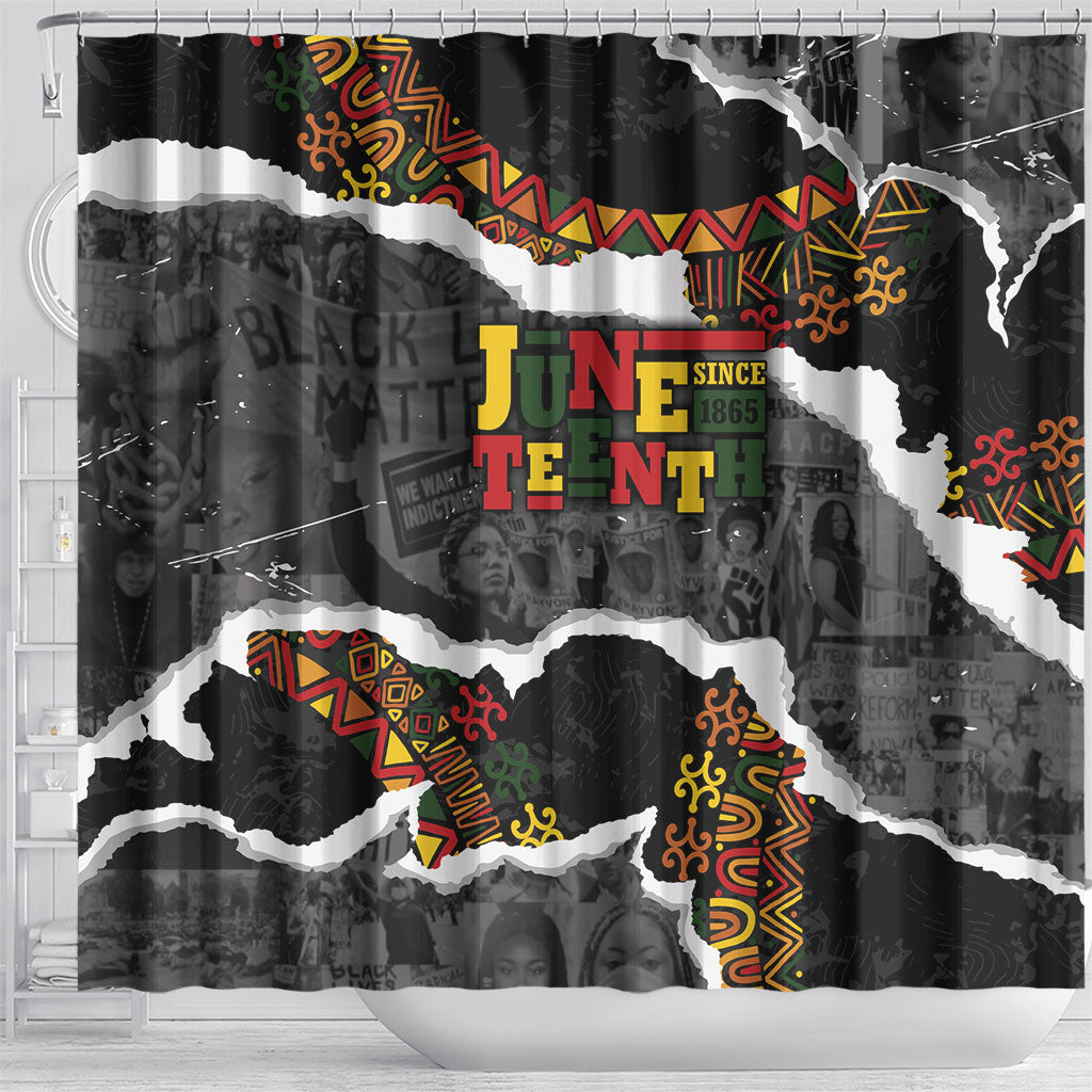Juneteenth Freedom Day Grunge Ethnic Motif Shower Curtain Black History