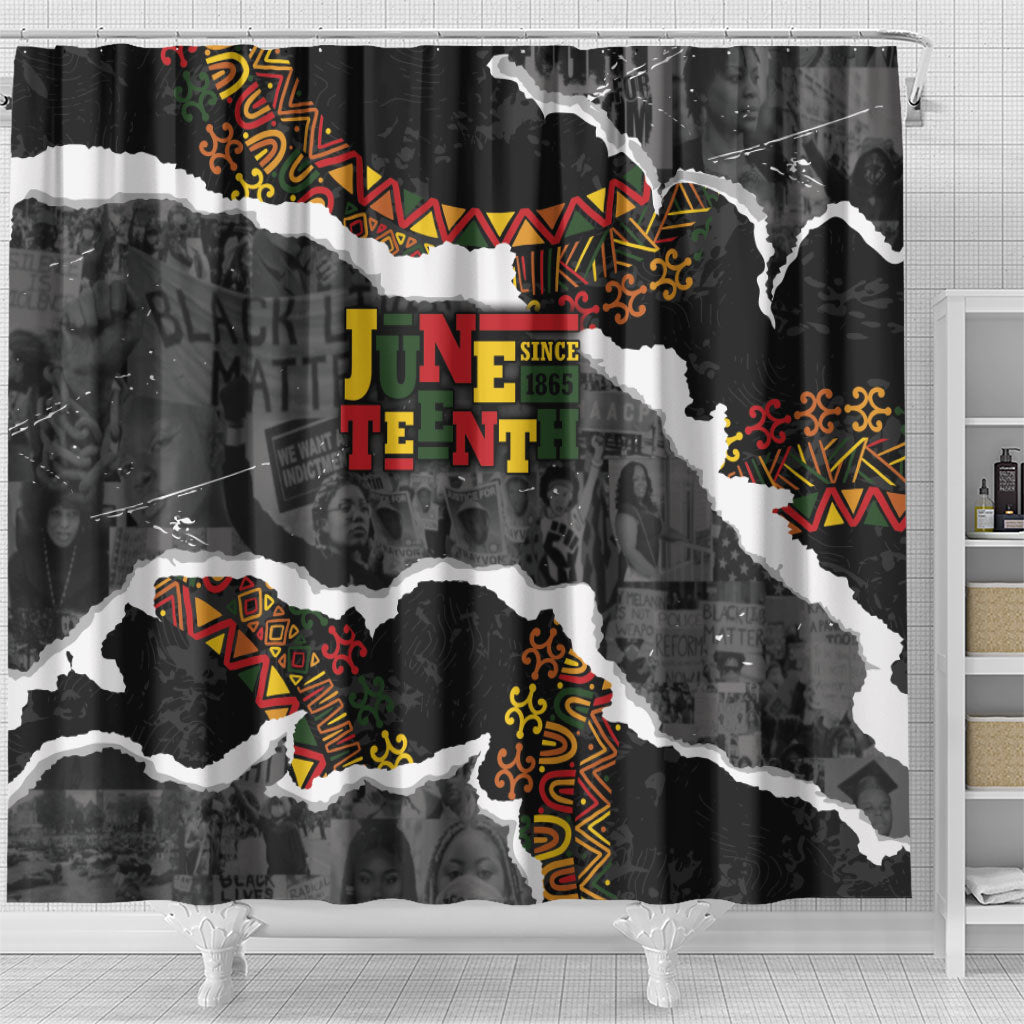 Juneteenth Freedom Day Grunge Ethnic Motif Shower Curtain Black History