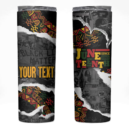 Juneteenth Freedom Day Personalized Grunge Ethnic Motif Skinny Tumbler Black History
