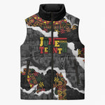 Juneteenth Freedom Day Personalized Grunge Ethnic Motif Sleeveless Puffer Jacket Black History