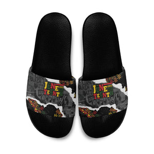 Juneteenth Freedom Day Grunge Ethnic Motif Slide Sandals Black History