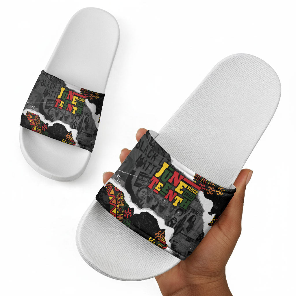 Juneteenth Freedom Day Grunge Ethnic Motif Slide Sandals Black History