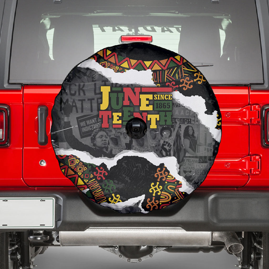 Juneteenth Freedom Day Grunge Ethnic Motif Spare Tire Cover Black History